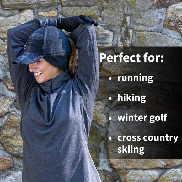 〽️Women’s Blue Plaid Winter Ponytail Trucker Hat with Drop-Down Ear Warmers main image 7